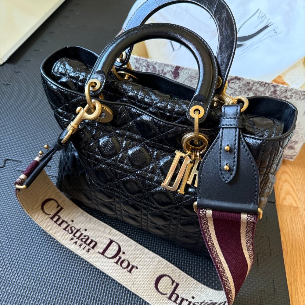 Large Leather Lady Dior Bag - Picture 2 of 13